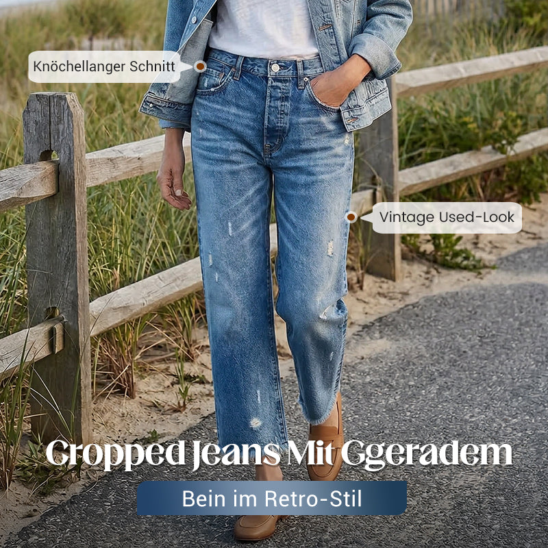 Damen-Retro-Cropped-Straight-Leg-Jeans