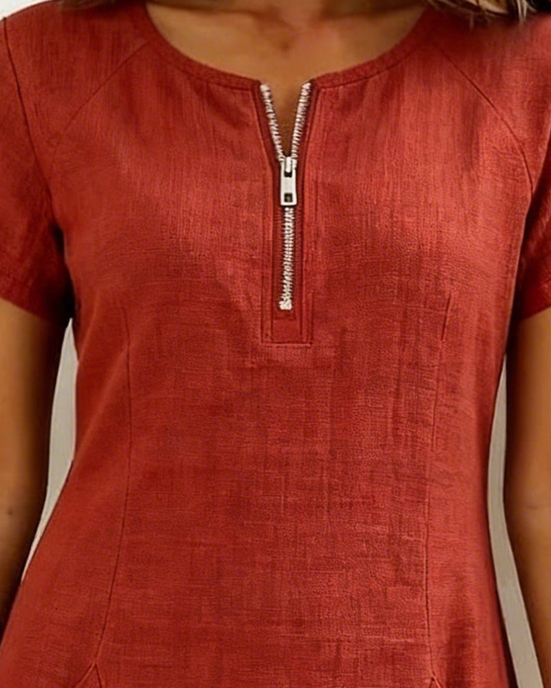 Vestido con cierre de cremallera y bolsillo